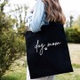 Mom D embroidered canvas bag
