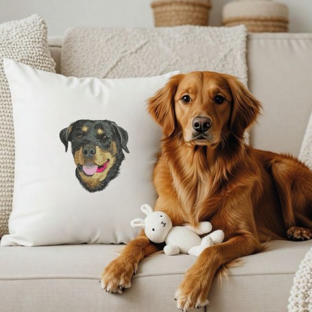 Cuscino ricamato Rottweiler con nome